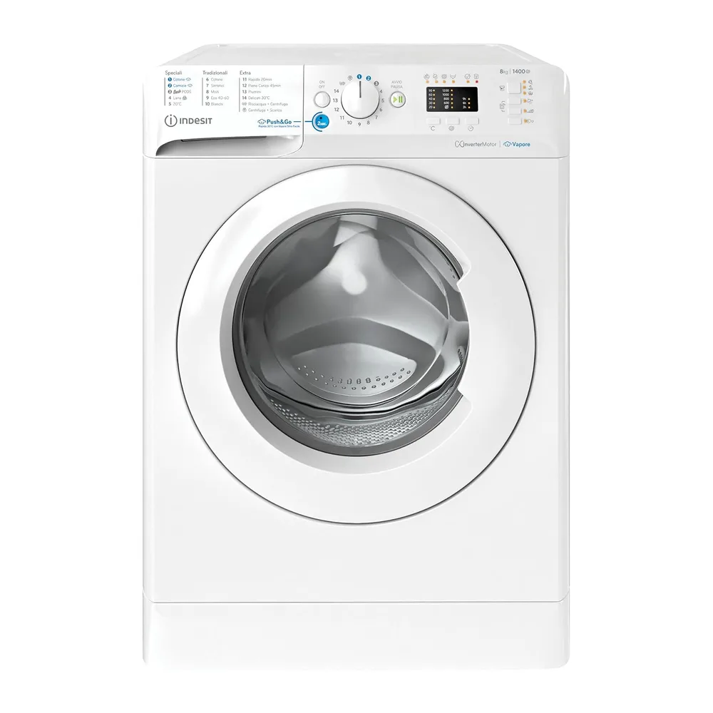 Indesit BWA 81496X WV IT – Lavatrice 8 Kg, Carica Frontale, Libera Installazione, 1400 Giri/min, Classe A,
