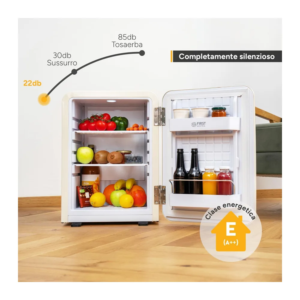 TZS First Austria - Mini Frigorifero Retrò 40L silenzioso - Piccolo Minifrigo design vintage con luce interna — 3