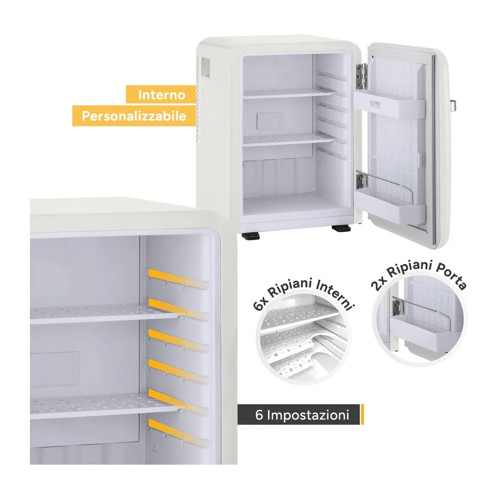 TZS First Austria - Mini Frigorifero Retrò 40L silenzioso - Piccolo Minifrigo design vintage con luce interna — 4