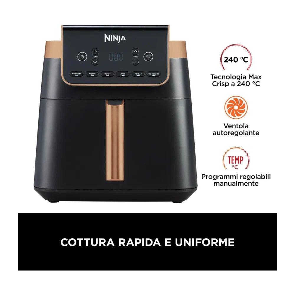 Ninja MAX PRO, Friggitrice ad Aria, Formato Famiglia, Nero/Rame, AF180EUCP — 6