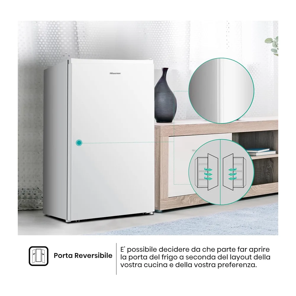 Hisense RR121D4AWE - Frigorifero Monoporta con cassetto fresh zone, Bianco, 94 L, classe E [Classe di — 5