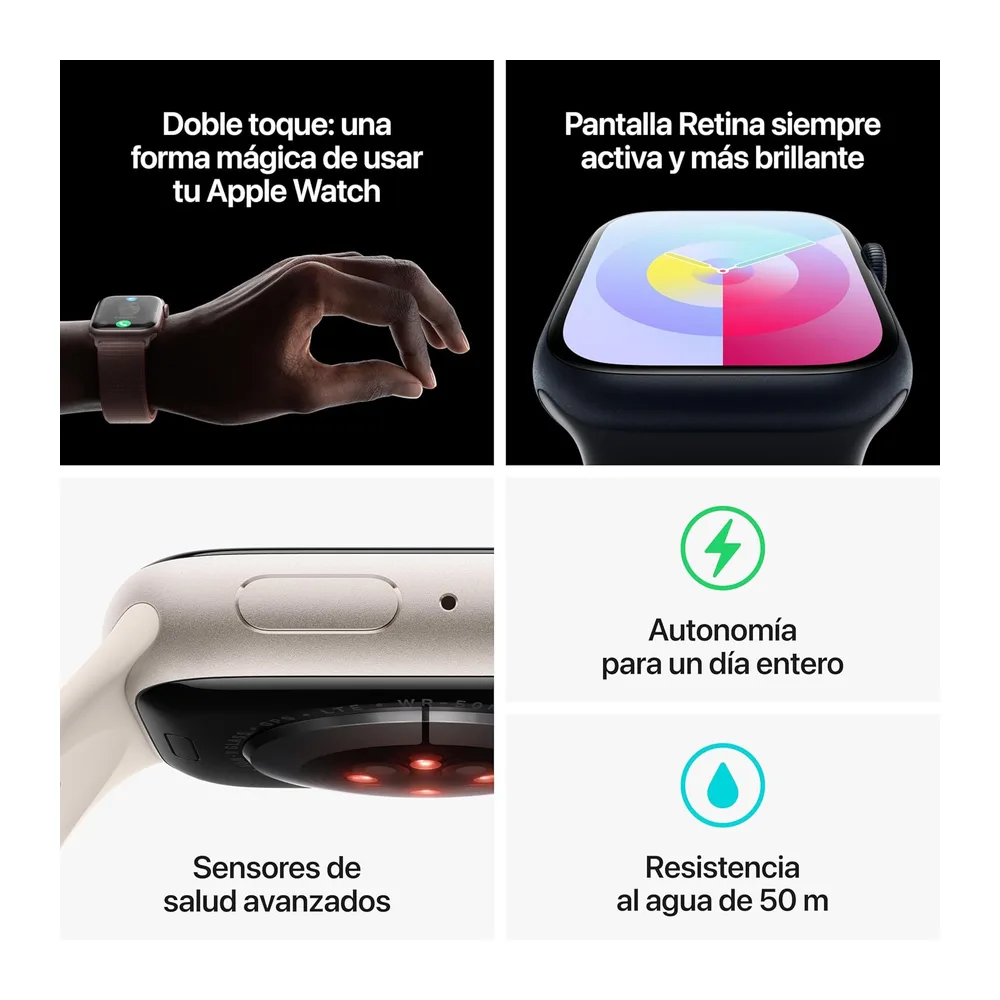 Apple Watch Series 9 [GPS + Cellular, 45mm] Case Mezzanotte in Alluminio con Cinturino Sport Mezzanotte, M/L — 5