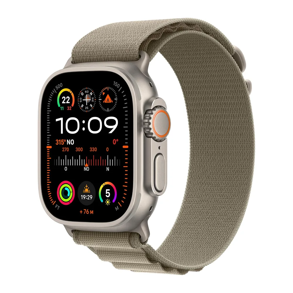 Apple Watch Ultra 2 [GPS + Cellular 49mm] Cassa in Titanio Oliva con Alpine Loop oliva