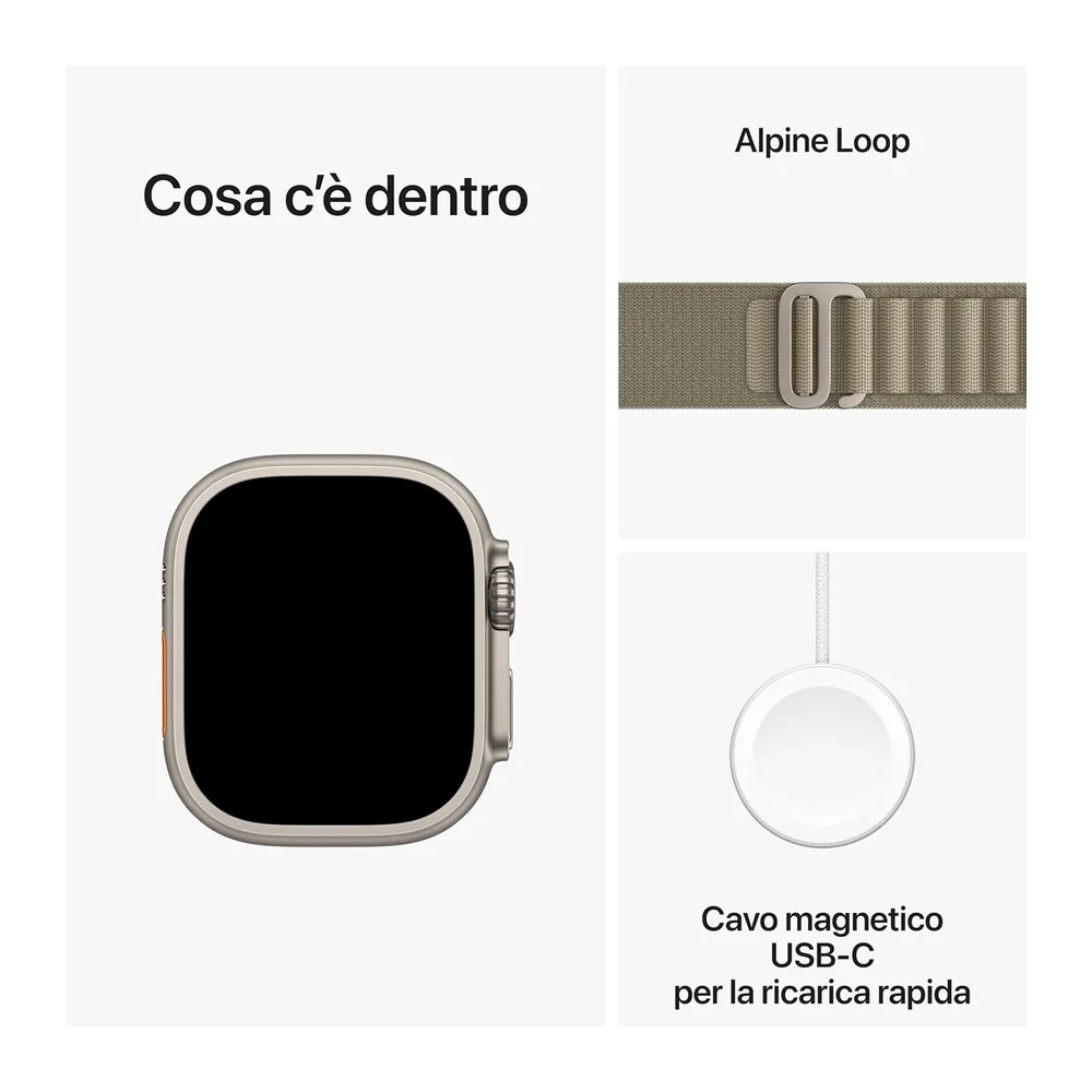 Apple Watch Ultra 2 [GPS + Cellular 49mm] Cassa in Titanio Oliva con Alpine Loop oliva — 6