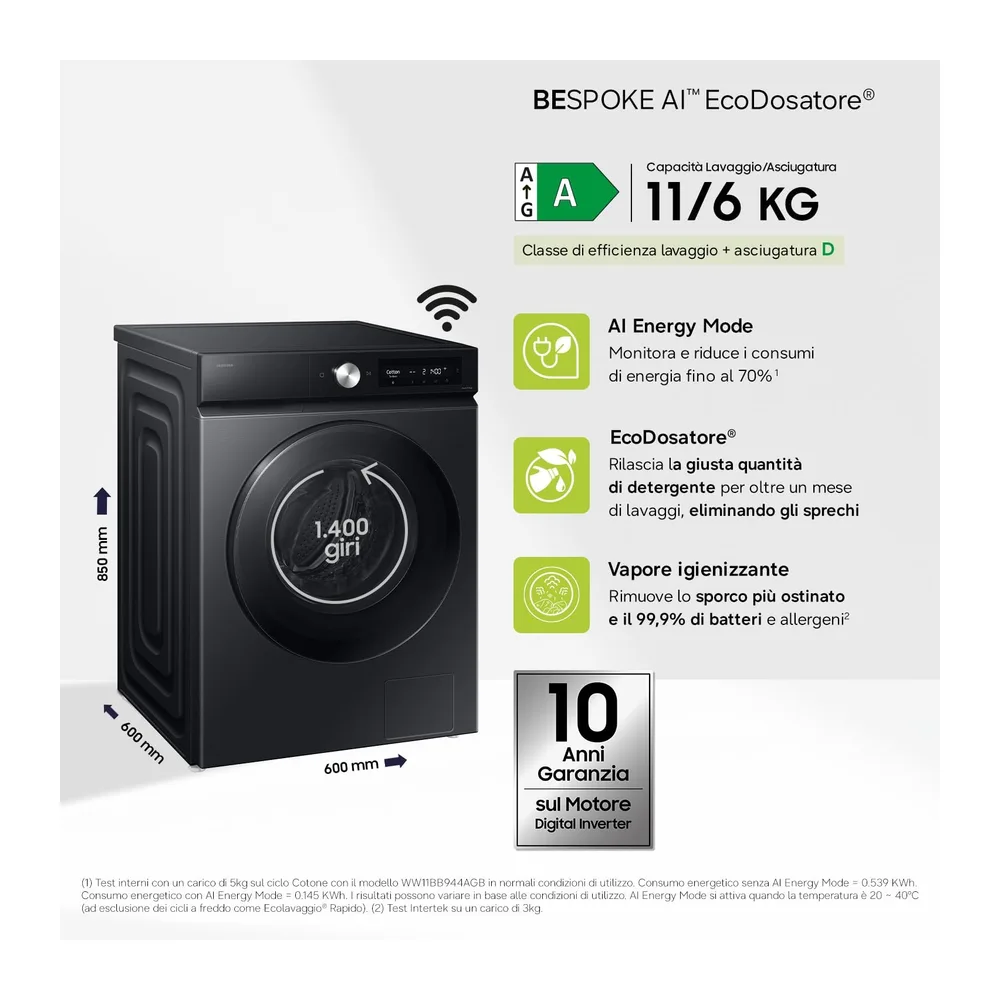Samsung Lavasciuga Bespoke AI WD11DB7B85GBU3 — 2