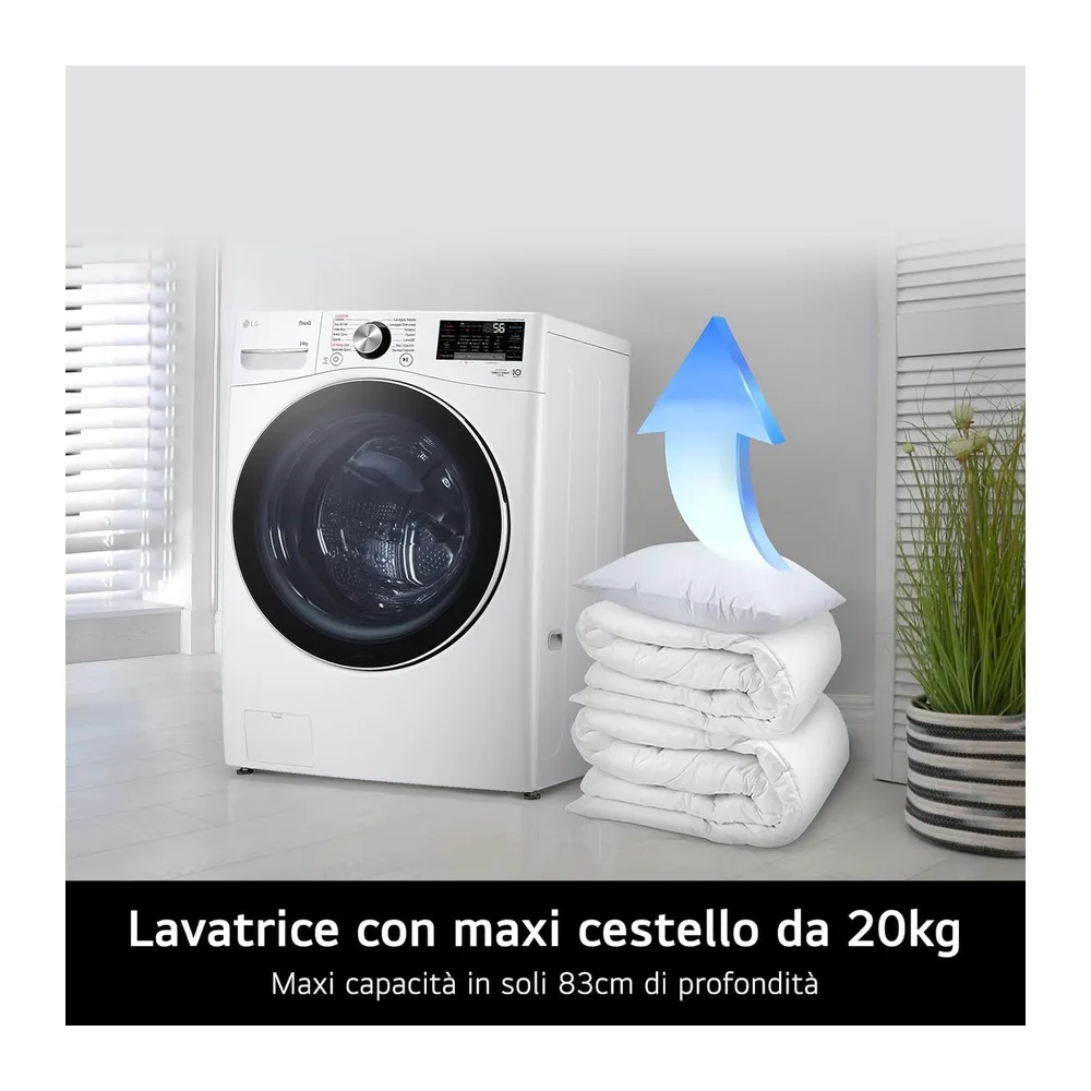 LG AI DD F0P3020TSWC Lavatrice 20kg, a Carica Frontale, Capacità XL Serie P3, Classe B, 1000 Giri, TurboWash — 5