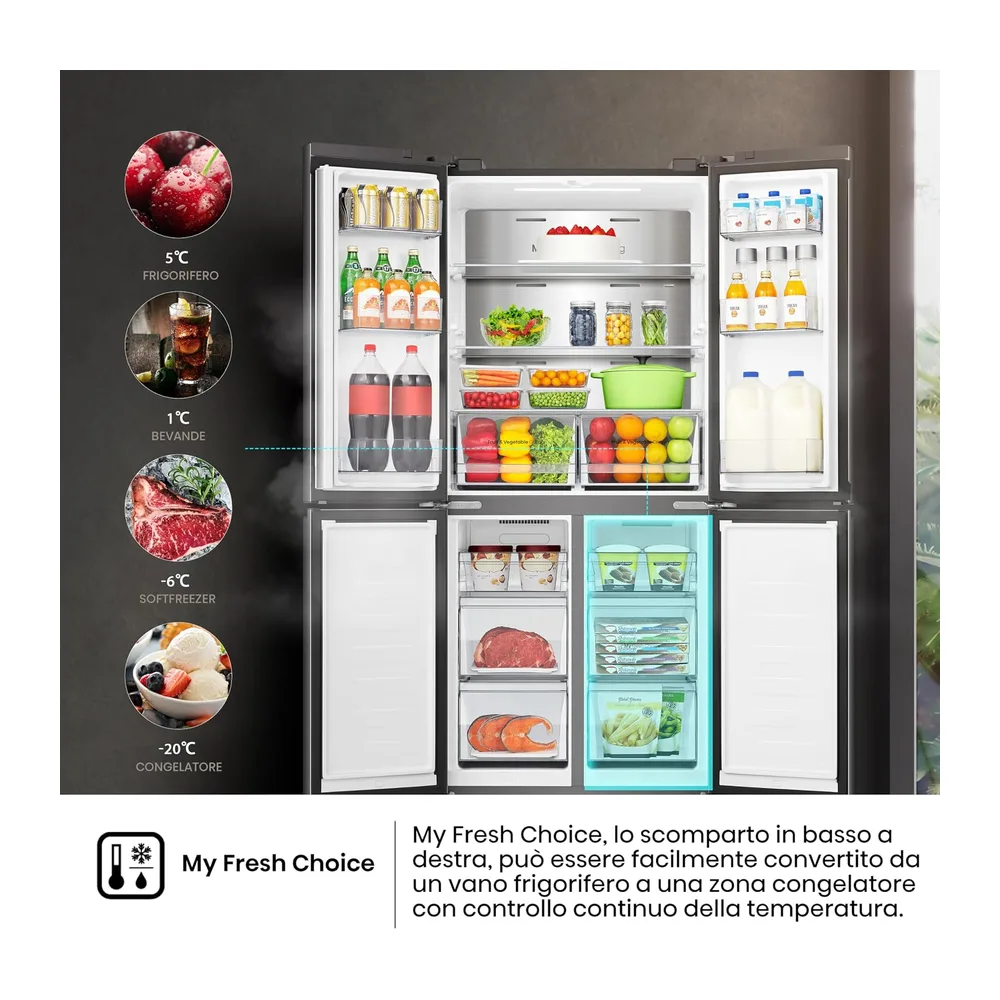 Hisense RQ5P470SAFE Frigorifero Americano Quattro Porte — 5