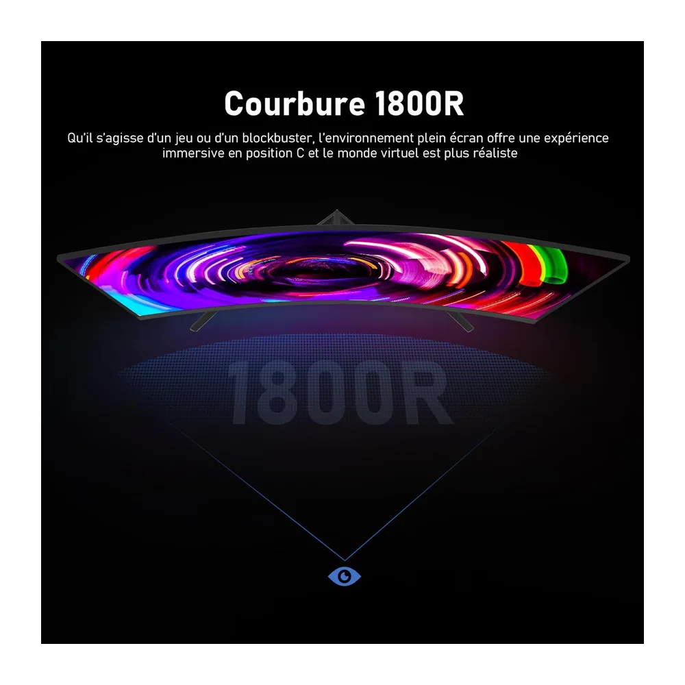 Gawfolk Schermo PC da 32 pollici, 2 K WQHD(2560 × 1440 P), 165 Hz curvo Gaming Monitor, 1 ms senza lunetta, — 4