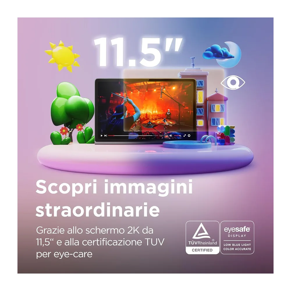 Lenovo Tab Plus, Tablet Display 2K da 11.5", Processore MediaTek Helio G99, RAM 8GB, Memoria 128GB, WiFi, — 3