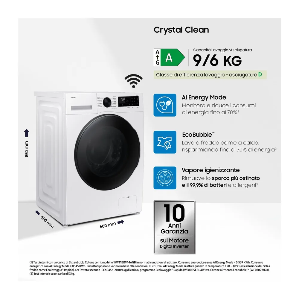 Samsung Lavasciuga Crystal WiFi WD90DG5B15BEET — 2
