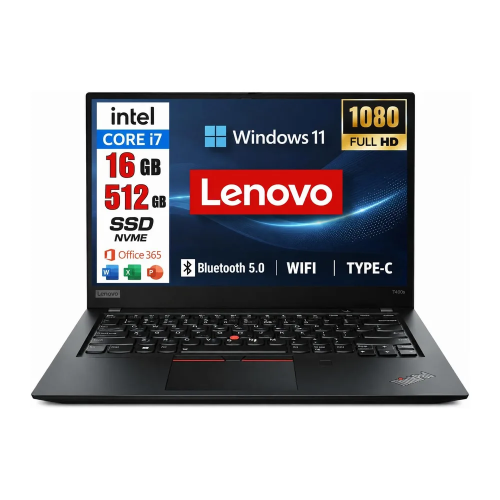 Lenovo ThinkPad T490s, portatile aziendale, processore Intel i7 4 x 1,8 GHz, 16 GB di memoria, SSD da 512 GB,