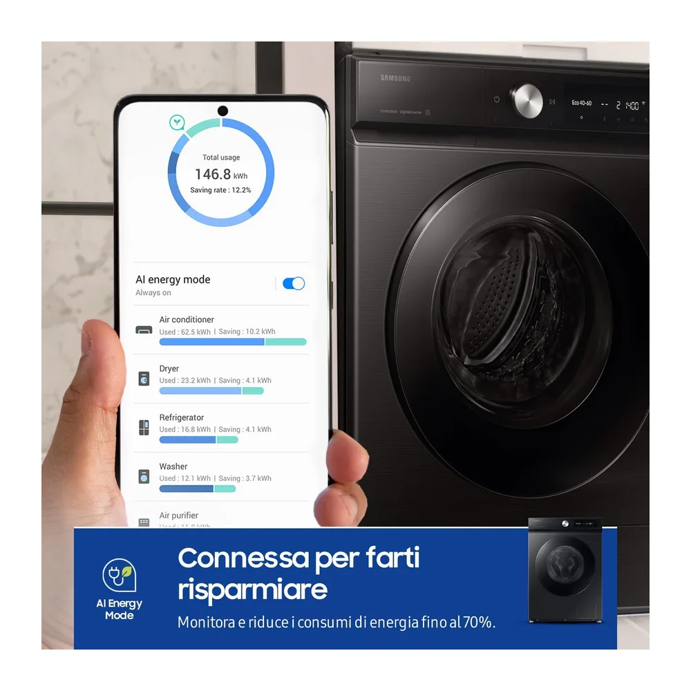 Samsung Lavatrice BESPOKE AI WW90DB7U94GB/U3 Libera installazione — 3