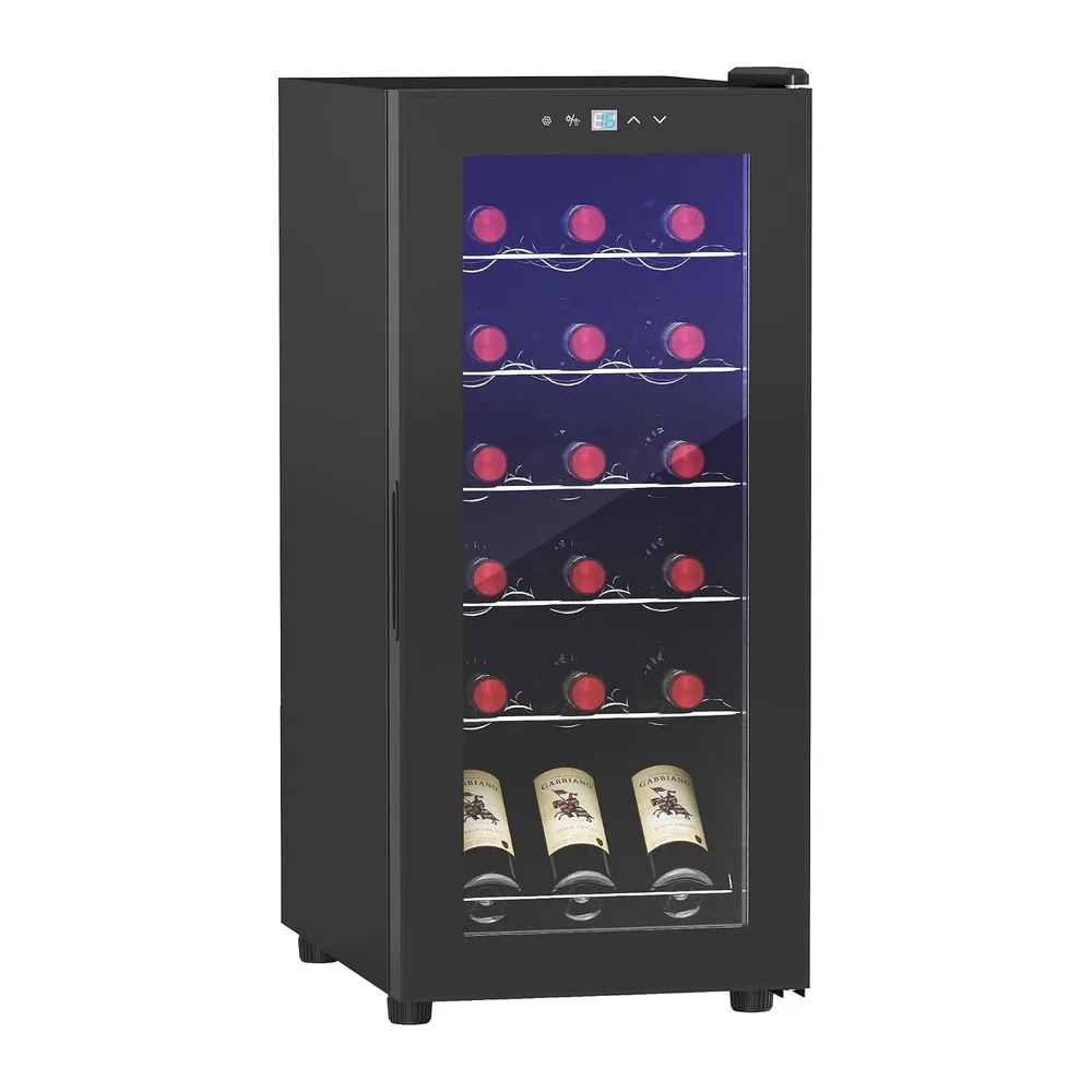 HOMCOM Cantinetta Vino Refrigerata per 18 Bottiglie Anti-UV 34.5x45x78cm [Classe di efficienza energetica G]