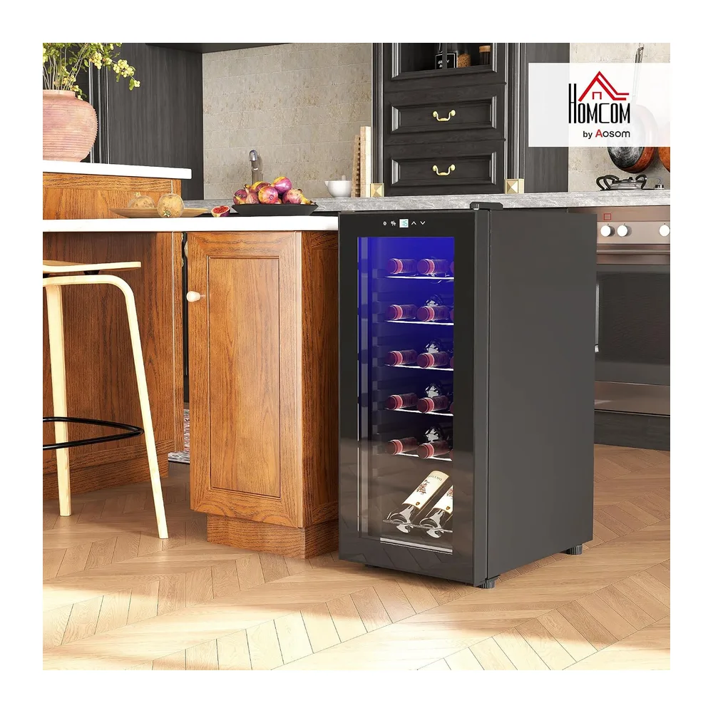 HOMCOM Cantinetta Vino Refrigerata per 18 Bottiglie Anti-UV 34.5x45x78cm [Classe di efficienza energetica G] — 2