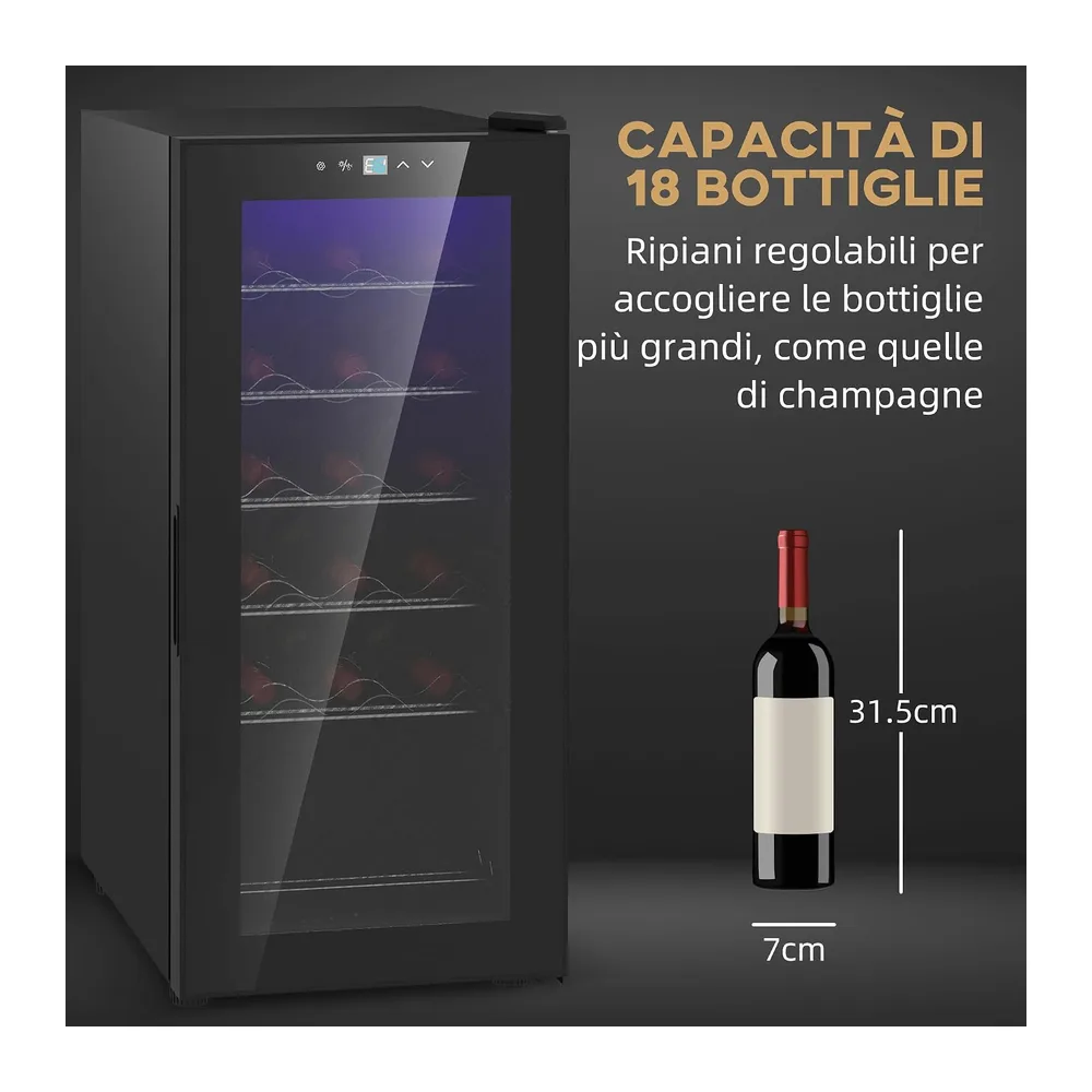 HOMCOM Cantinetta Vino Refrigerata per 18 Bottiglie Anti-UV 34.5x45x78cm [Classe di efficienza energetica G] — 3