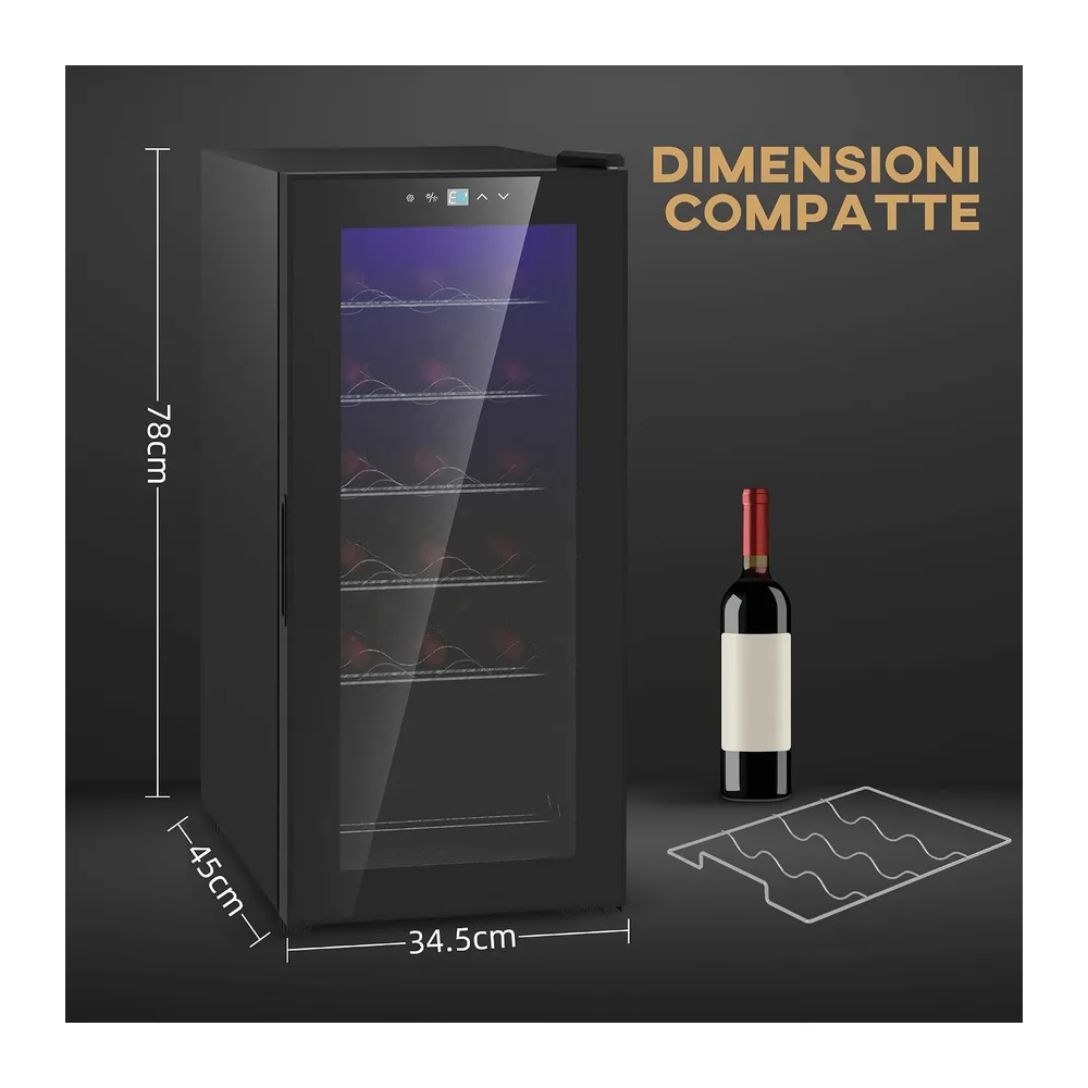 HOMCOM Cantinetta Vino Refrigerata per 18 Bottiglie Anti-UV 34.5x45x78cm [Classe di efficienza energetica G] — 4