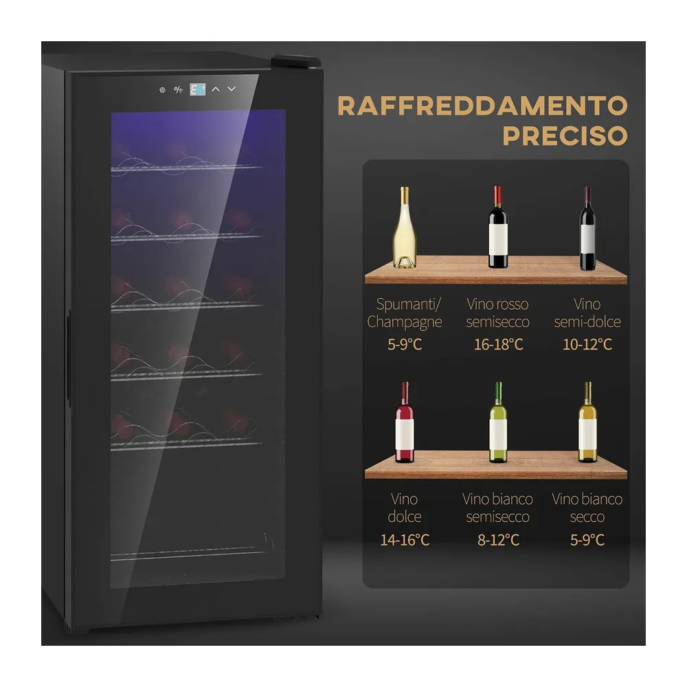 HOMCOM Cantinetta Vino Refrigerata per 18 Bottiglie Anti-UV 34.5x45x78cm [Classe di efficienza energetica G] — 5