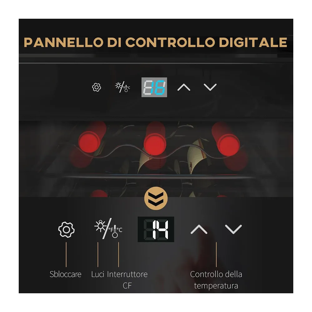 HOMCOM Cantinetta Vino Refrigerata per 18 Bottiglie Anti-UV 34.5x45x78cm [Classe di efficienza energetica G] — 6