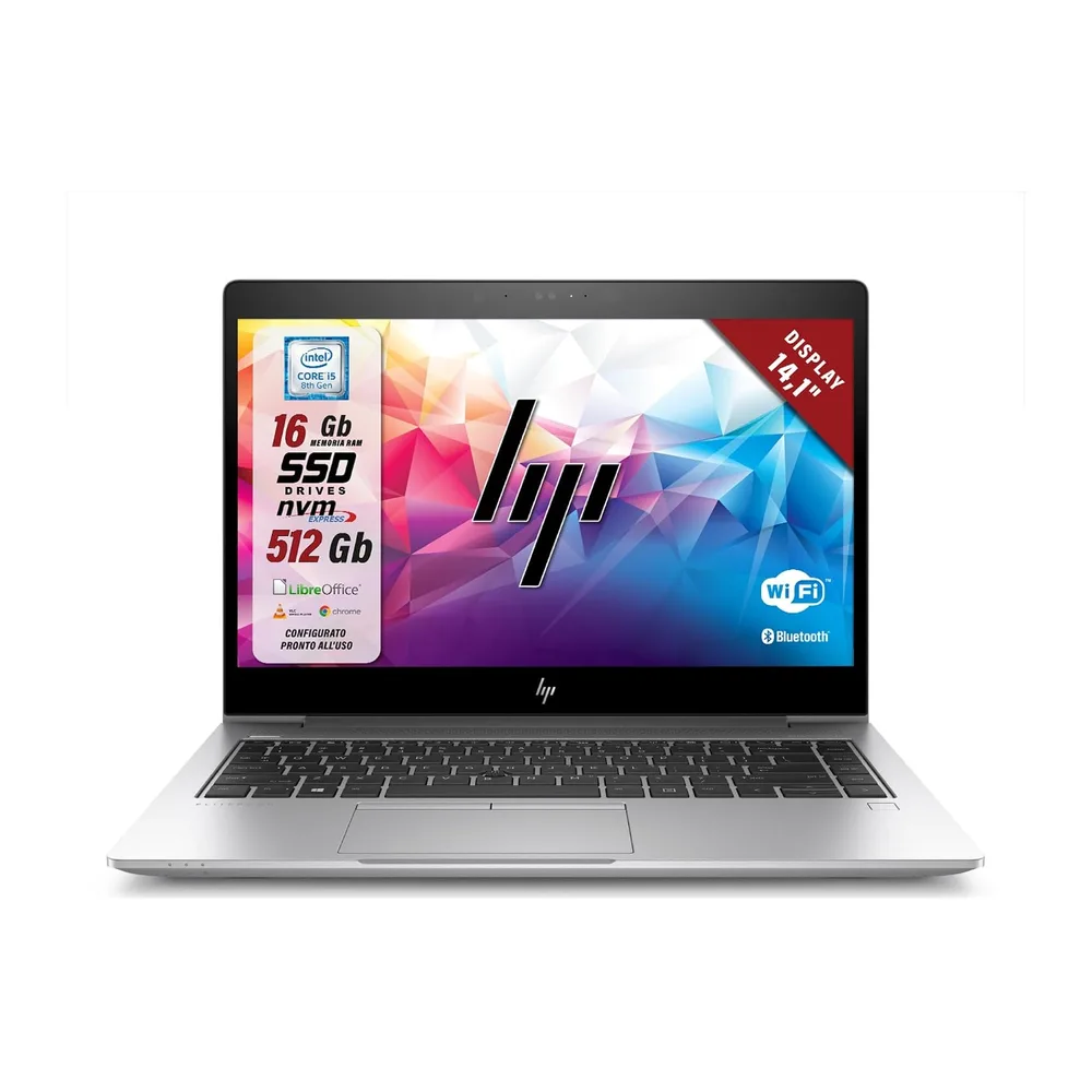 HP Elitebook, Intel i5-8Th 4 Core 1.7Ghz, Display 14,1", Ram 16Gb, SSD 512Gb, Pc Portatile Notebook Pronto