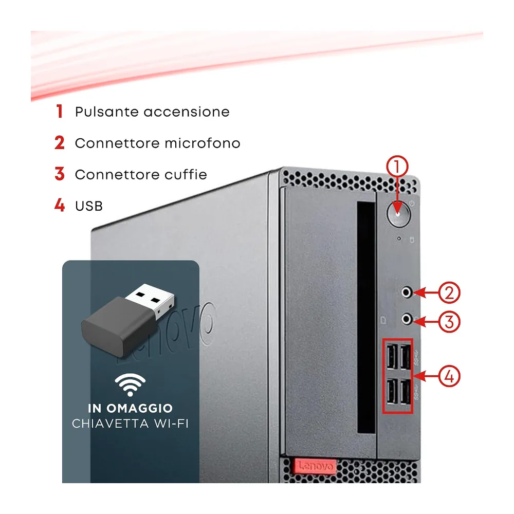 Lenovo ThinkCentre SFF, Pc Desktop Pronto all'uso, Intel i5-6500 4 Core 3.20 GHz, Ram 8Gb SSD 256Gb, Computer — 3