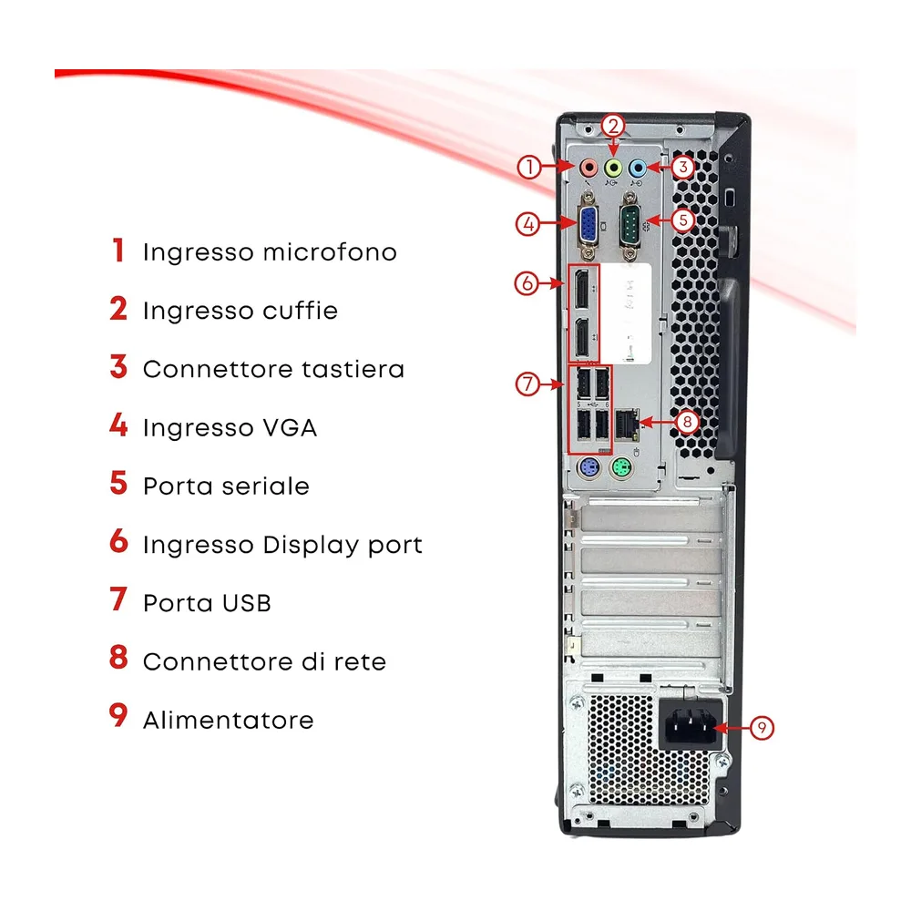 Lenovo ThinkCentre SFF, Pc Desktop Pronto all'uso, Intel i5-6500 4 Core 3.20 GHz, Ram 8Gb SSD 256Gb, Computer — 4