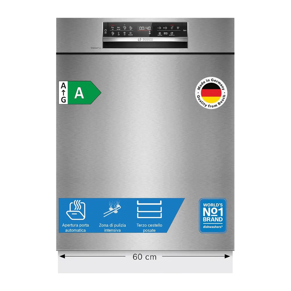 Bosch SMU6ECS12E Serie 6 Lavastoviglie incasso sottopiano Silver [Classe di efficienza energetica A]