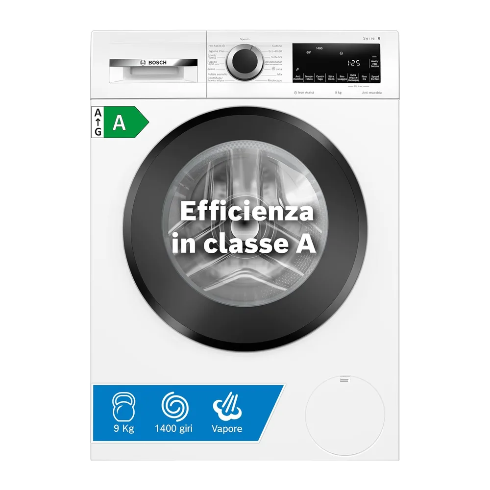 Bosch WGG244Z0IT Serie 6 Lavatrice 9kg 1400 giri/min bianco [Classe di efficienza energetica A]