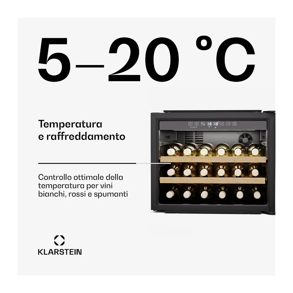 Klarstein Rhone 28 Uno Cantinetta Vino - 28 Bottiglie, 1 Zona, 5-20°C, LED, Porta Push-to-Open UV, — 4