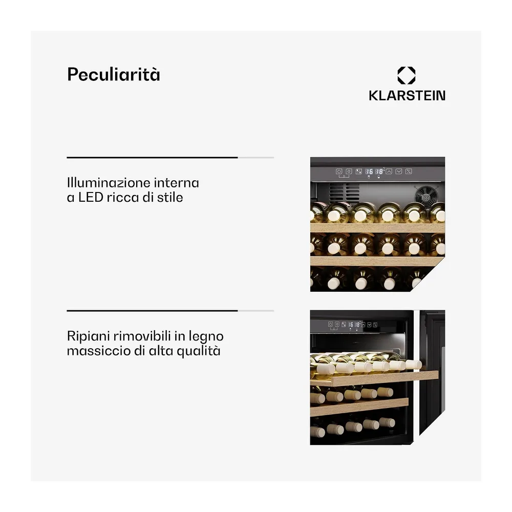 Klarstein Rhone 28 Uno Cantinetta Vino - 28 Bottiglie, 1 Zona, 5-20°C, LED, Porta Push-to-Open UV, — 5