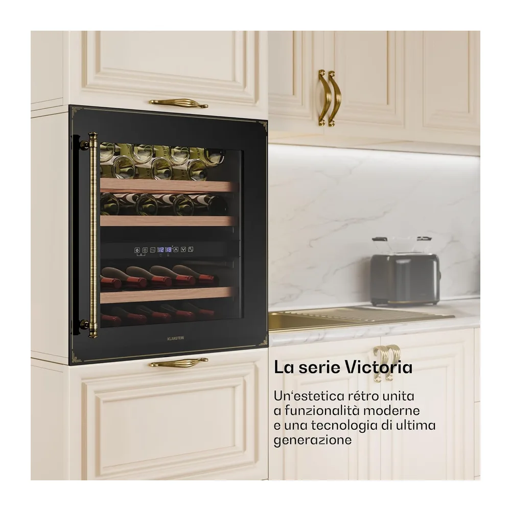 Klarstein Vinsider Victoria 36 - Cantinetta per Vini, 36 Bottiglie, Doppia Temperatura 5-22°C, Touch Control, — 2