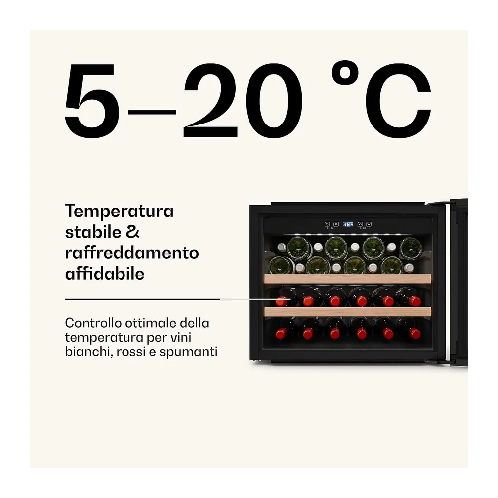Klarstein Vinsider Victoria 28 - Cantinetta per Vini, 28 Bottiglie, 1 Zona, 5-20 °C, Touch Control, LED, — 3