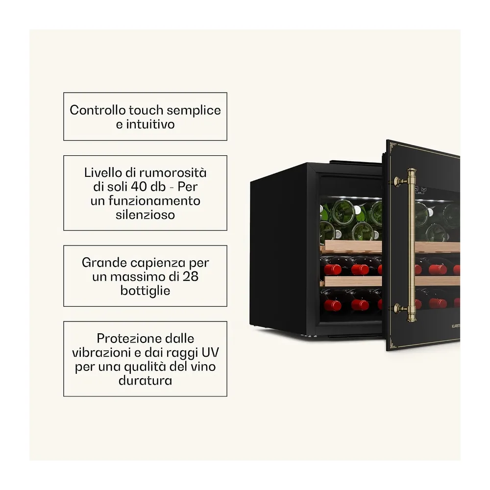 Klarstein Vinsider Victoria 28 - Cantinetta per Vini, 28 Bottiglie, 1 Zona, 5-20 °C, Touch Control, LED, — 5
