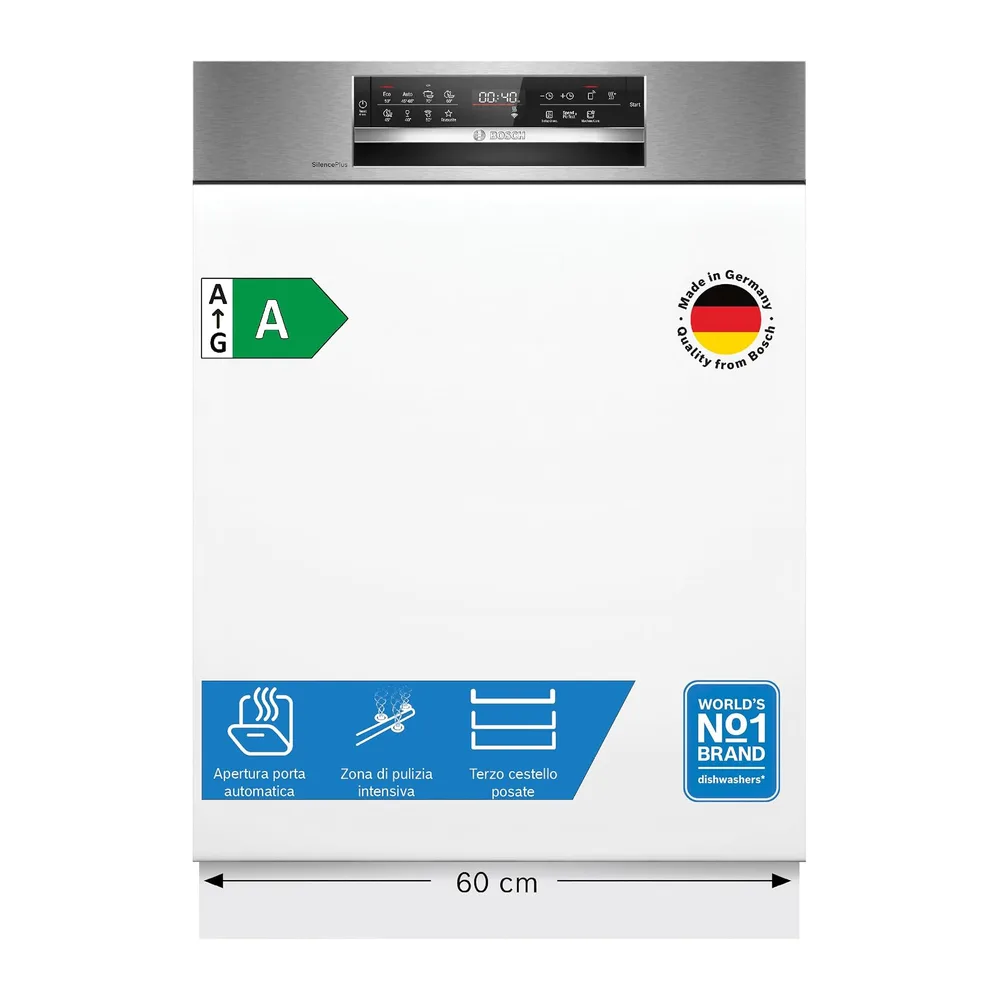 Bosch SMI6ECS12E Serie 6 Lavastoviglie incasso con frontalino Silver [Classe di efficienza energetica A]