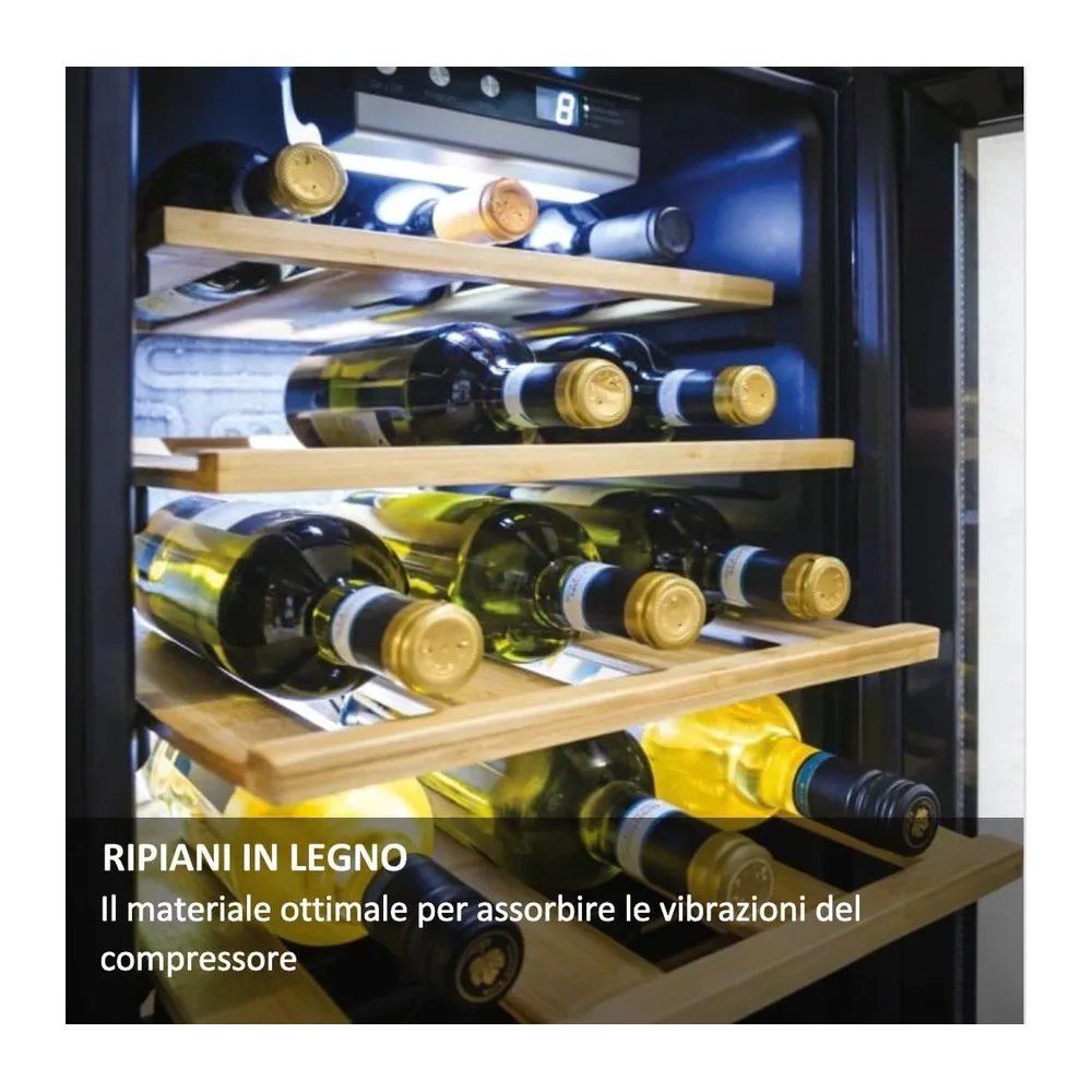 CANDY DiVino Cantinetta vino, 21 Bottiglie con porta in vetro, Ripiani in bambù 6 + 1 wine rack, Controllo — 5