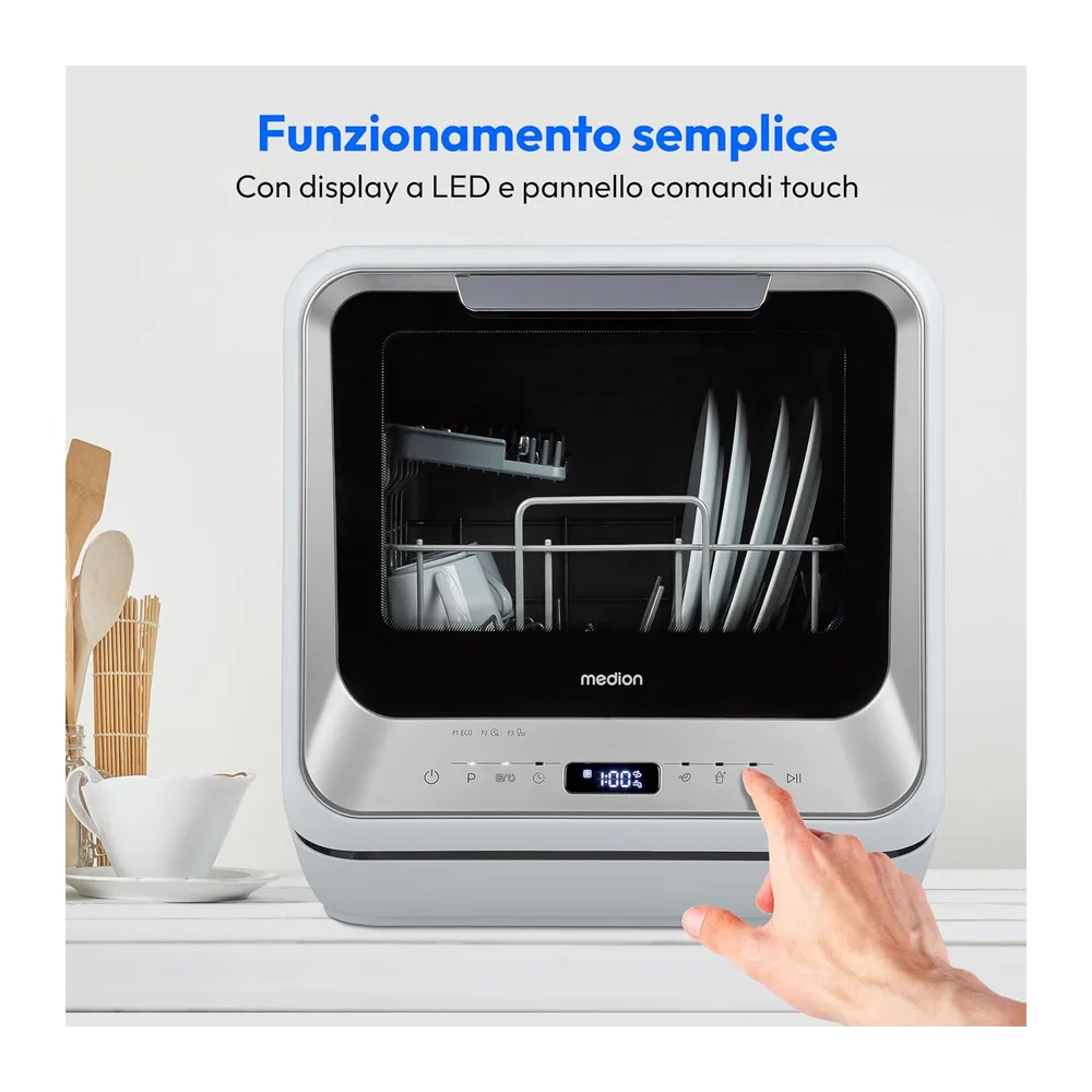 MEDION Mini Dishwasher DWT20 (lavastoviglie da tavolo — 3