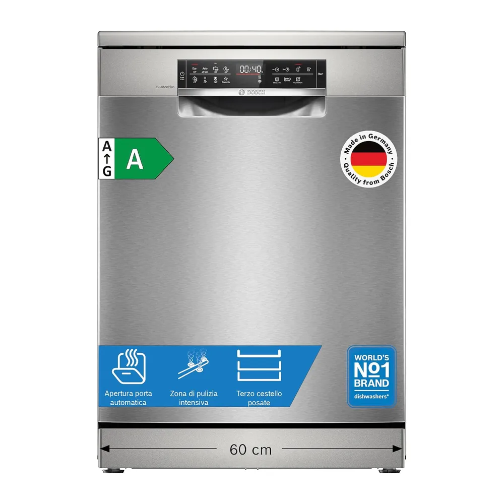 Bosch SMS8ECI02E Serie 8 Lavastoviglie smart 14 coperti Acciaio [Classe di efficienza energetica A]