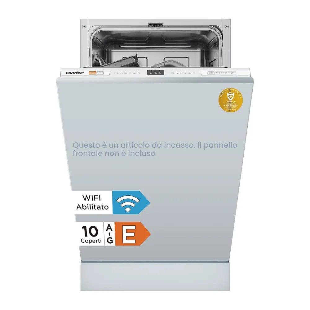 COMFEE Lavastoviglie da Incasso 45 cm 10 Coperti 8 Programmi Wifi Inox [Classe di efficienza energetica E]