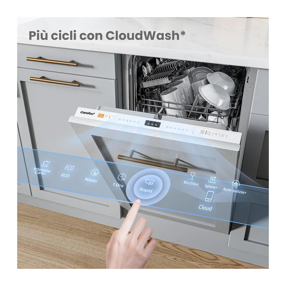 COMFEE Lavastoviglie da Incasso 45 cm 10 Coperti 8 Programmi Wifi Inox [Classe di efficienza energetica E] — 5