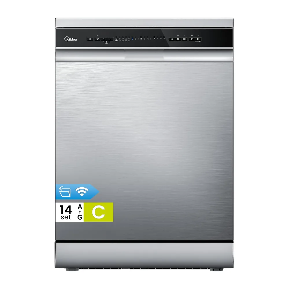Midea Lavastoviglie Libera Installazione 14 Coperti 10 Programmi WiFi Inox [Classe di efficienza energetica C]