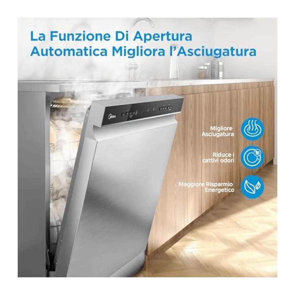 Midea Lavastoviglie Libera Installazione 14 Coperti 10 Programmi WiFi Inox [Classe di efficienza energetica C] — 5