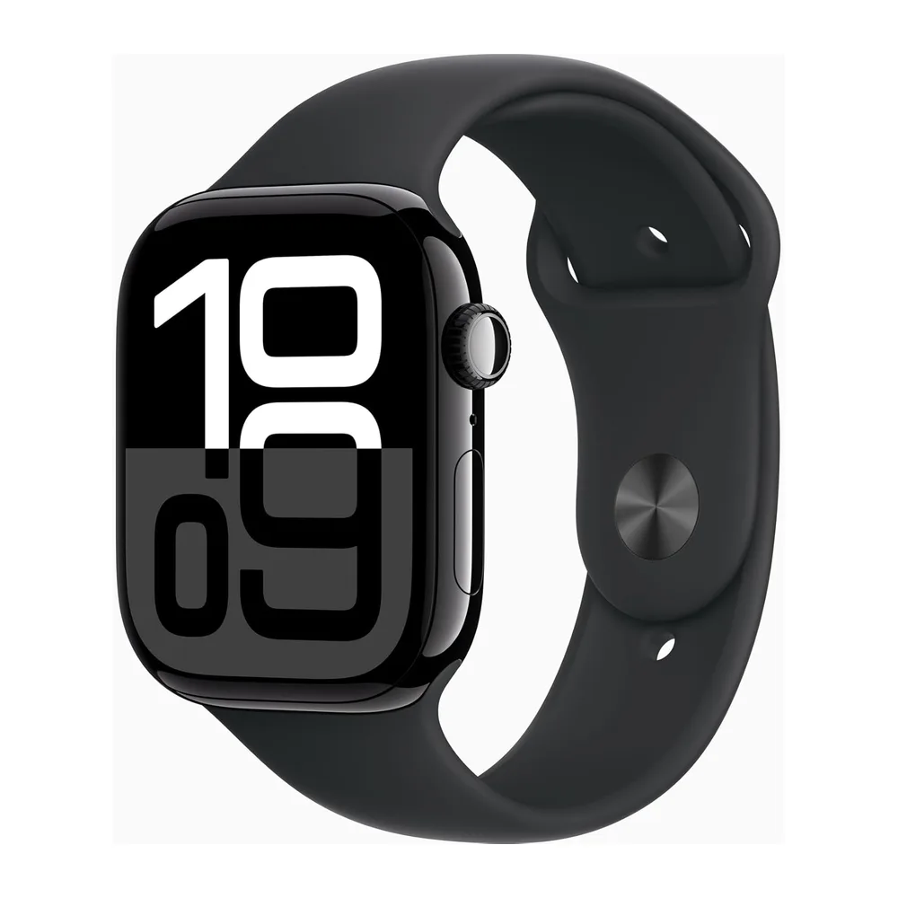 Apple Watch Series 10 [GPS, 42mm] - Cassa Jet Black in Alluminio con Cinturino Sport Nero, S/M