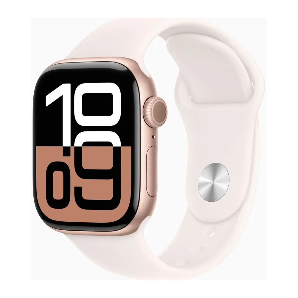 Apple Watch Series 10 [GPS, 42mm] - Cassa Oro Rosa in Alluminio con Cinturino Sport Rosa fard, S/M