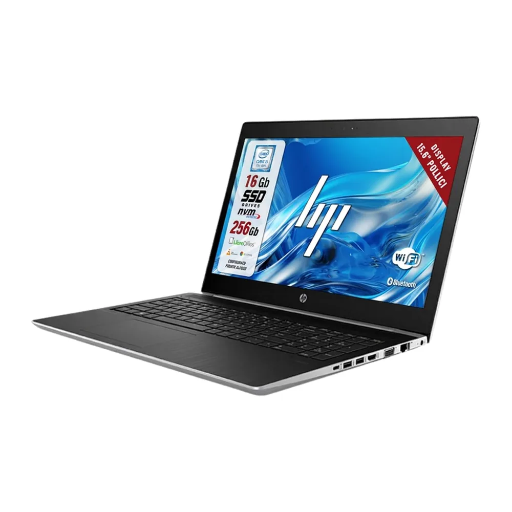 HP Probook, Pc Portatile intel i5-7200u 2.5Ghz 2 Core, Display HD da 15.6", Ram 16Gb, SSD 256 Gb, Notebook — 2