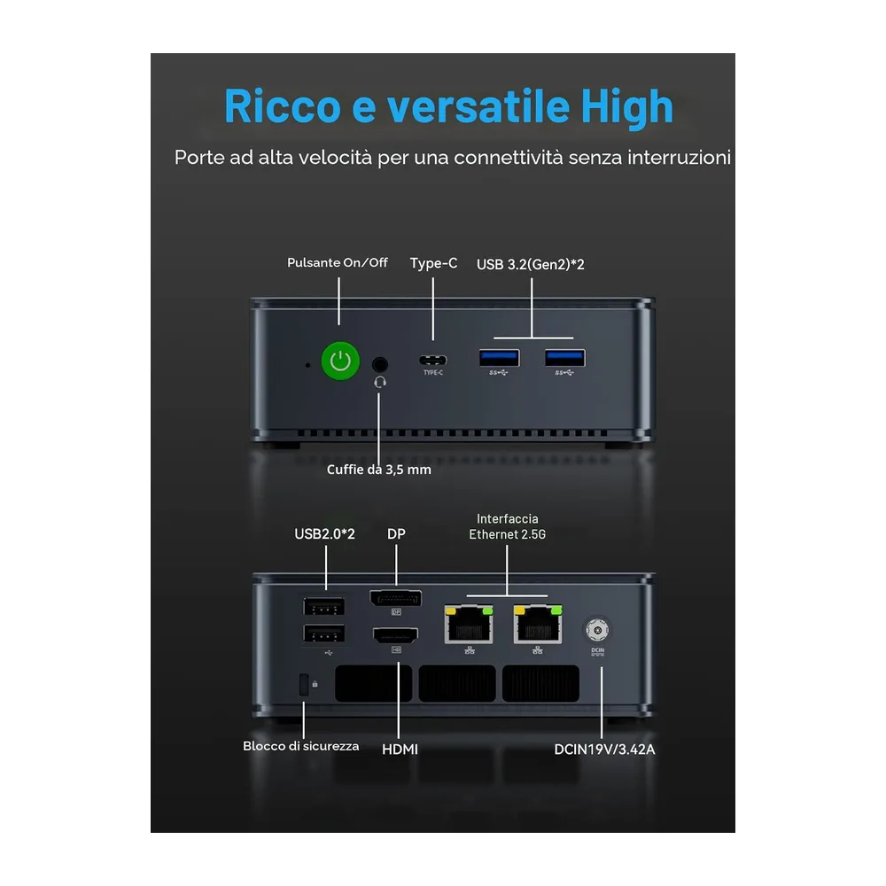 GMKtec Mini PC AMD Ryzen 7 W-1 Pro 7730U (Superiore a Ryzen 7 5825U) (8Core / 16Thread — 4