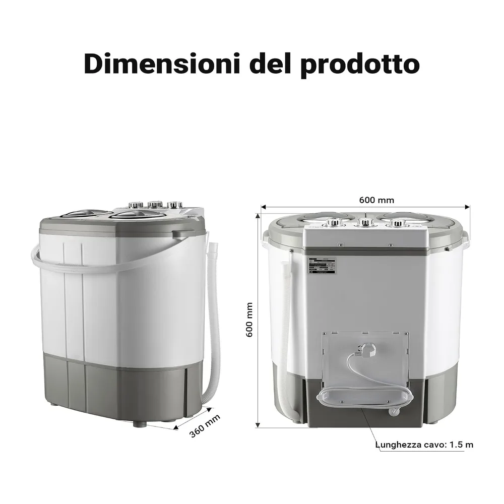 Wiltec Lavatrice da camper 230 W 60 x 36 x 60 cm — 3