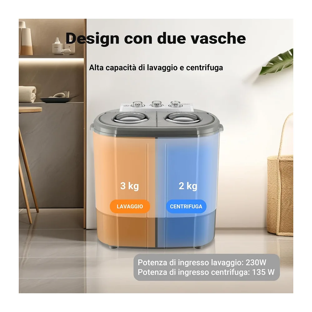 Wiltec Lavatrice da camper 230 W 60 x 36 x 60 cm — 4