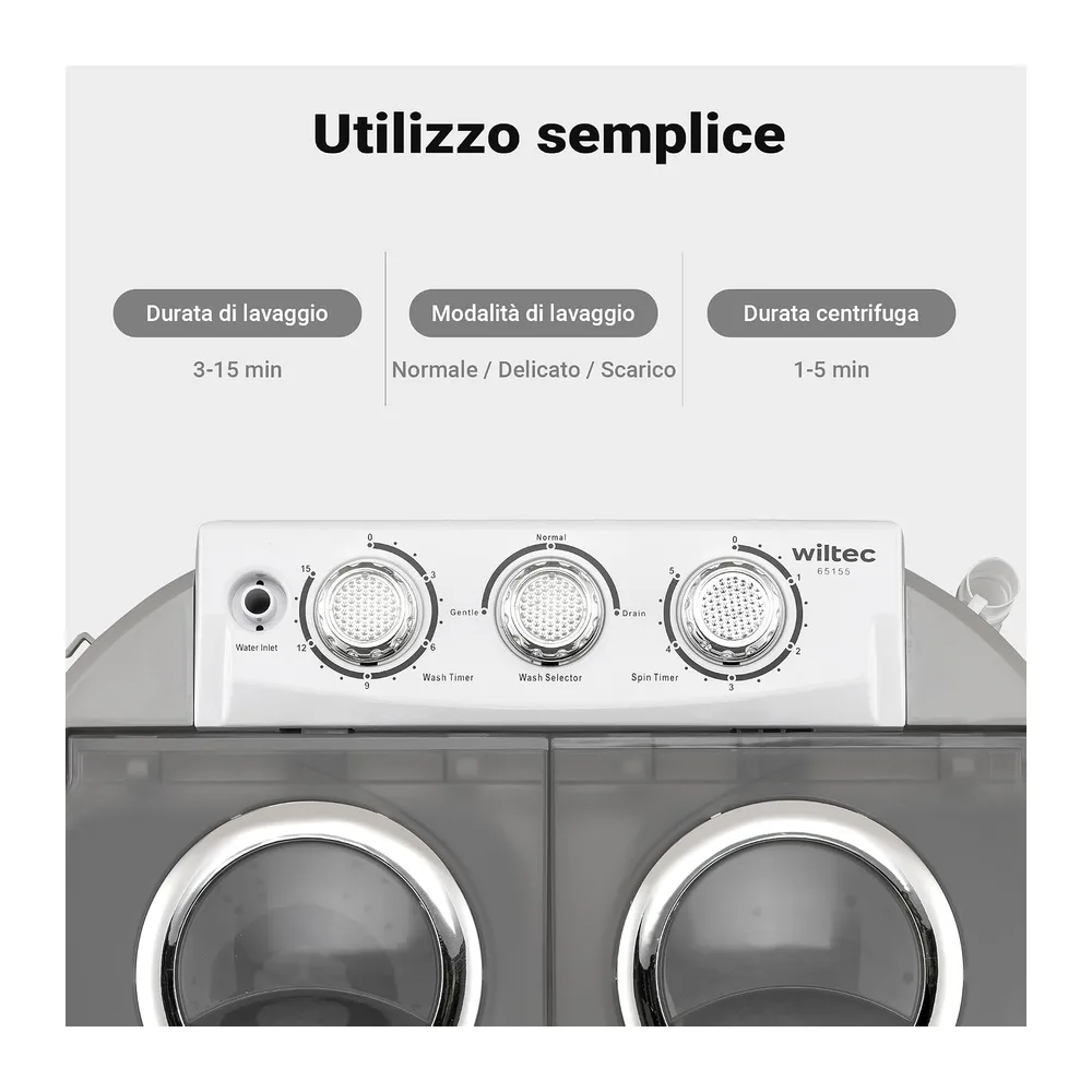 Wiltec Lavatrice da camper 230 W 60 x 36 x 60 cm — 5