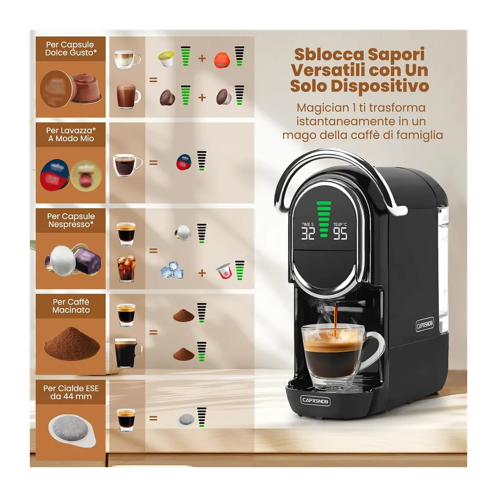 Magician1 Mini Macchina da Caffè Cialde 5in1 per Nespresso Originali — 4