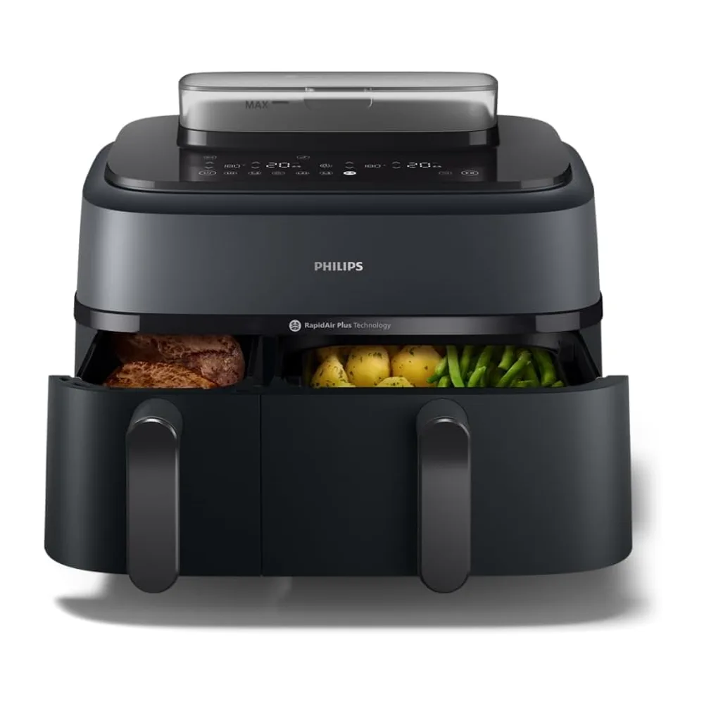 Philips Airfryer 5000 - Friggitrice ad aria Doppio Cestello 9L, Vapore — 2