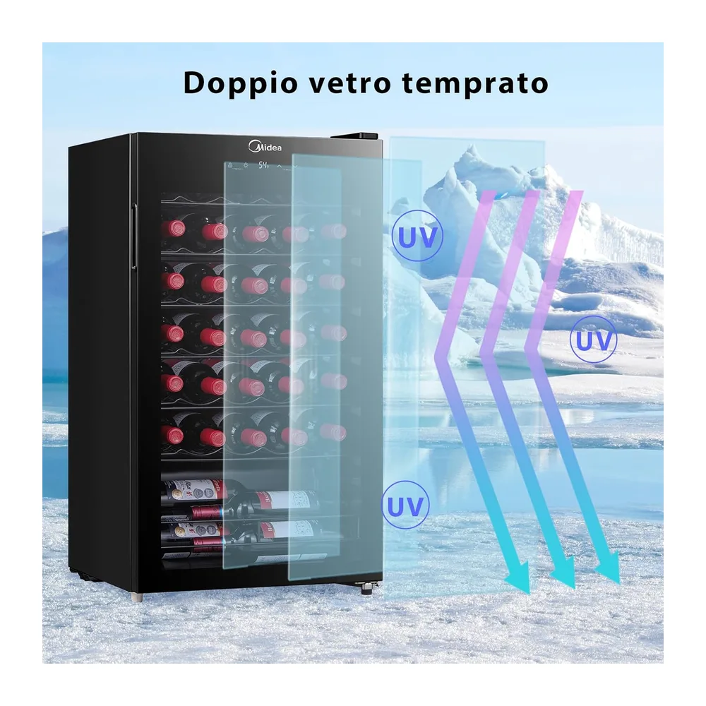 Midea Cantinetta Vino 34 Bottiglie, 5-18℃, Nero [Classe di efficienza energetica G] — 4